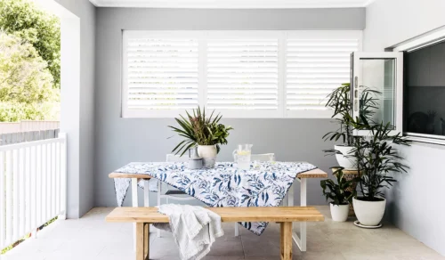 Wynstans aluminium plantation shutters.