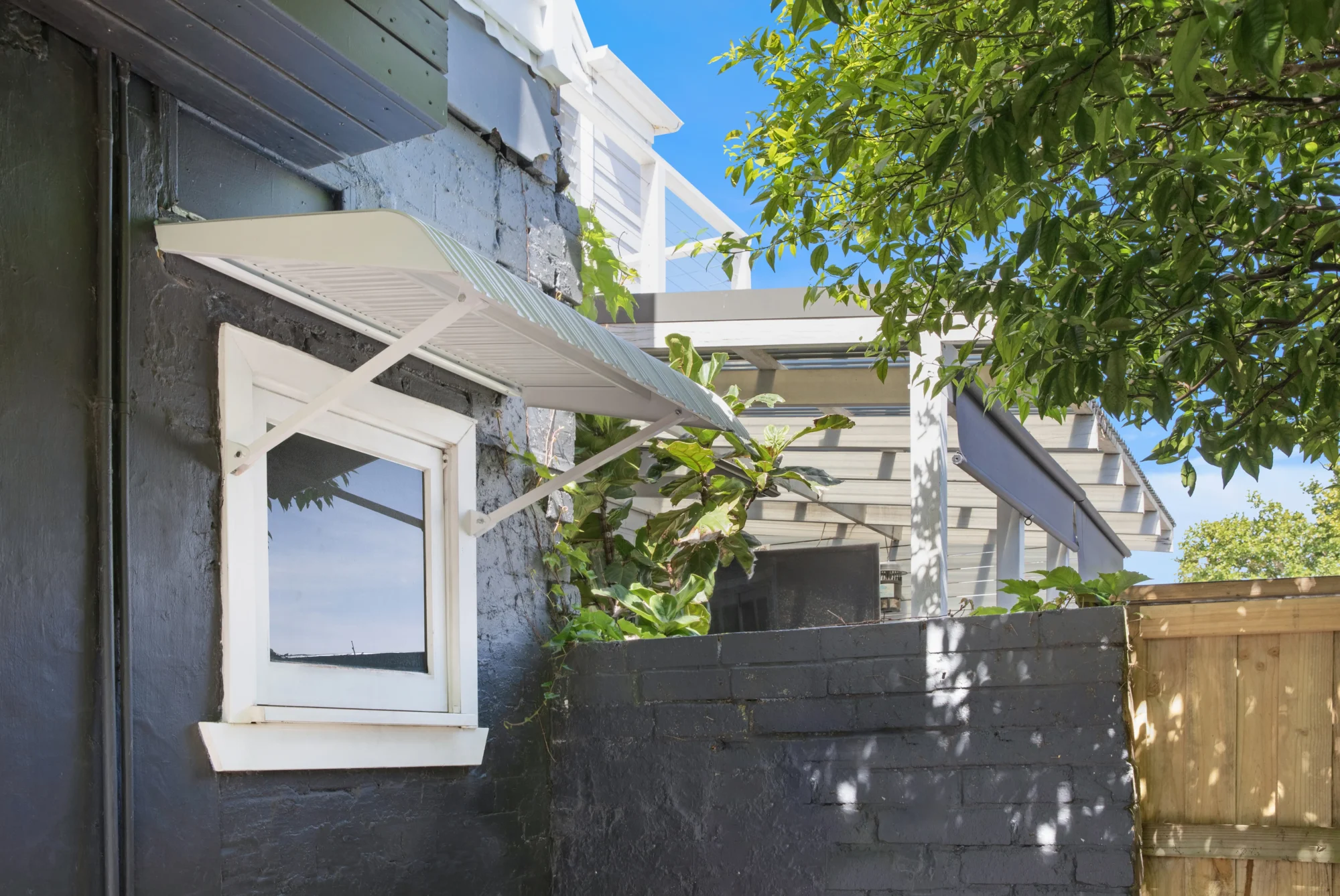 White Fixed Steel Awning