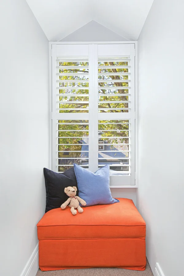 Plantation Shutters work beautifully in the bedroom.