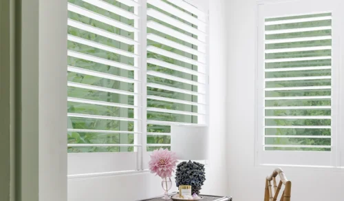 Emma Bloomfields study space adorned with gorgeous Plantation Shutters.