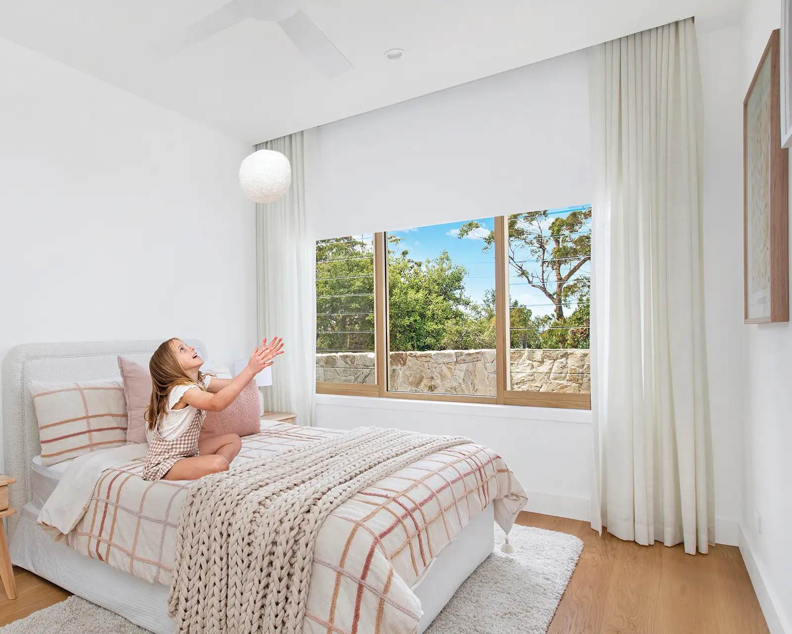 Wynstan sheer curtains and roller blinds