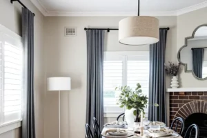 Blockout curtains in dining room