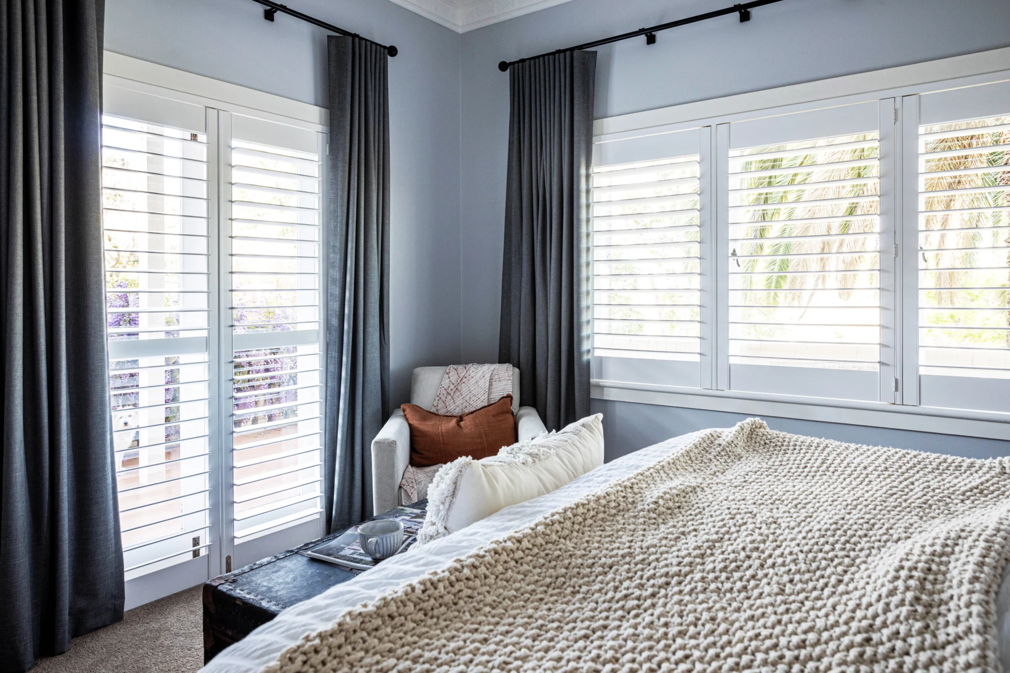 Blockout curtains in bedroom