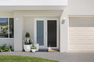 White Crimsafe Door with Clamp Technology and Cut, Kick Proof Screen