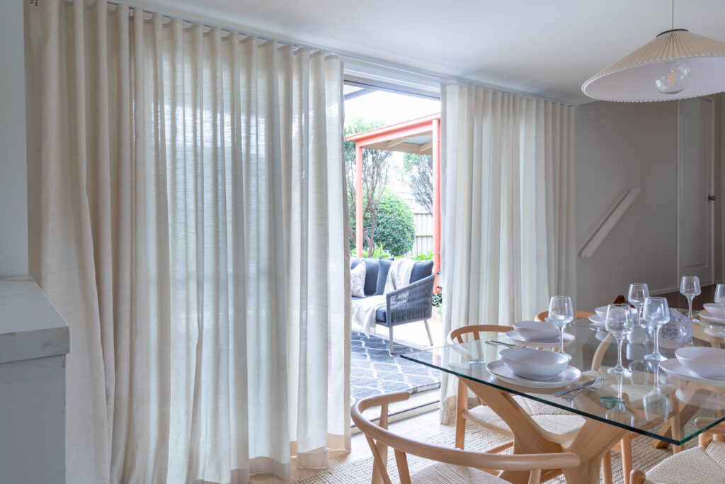 Linen Curtains featured in the dining room