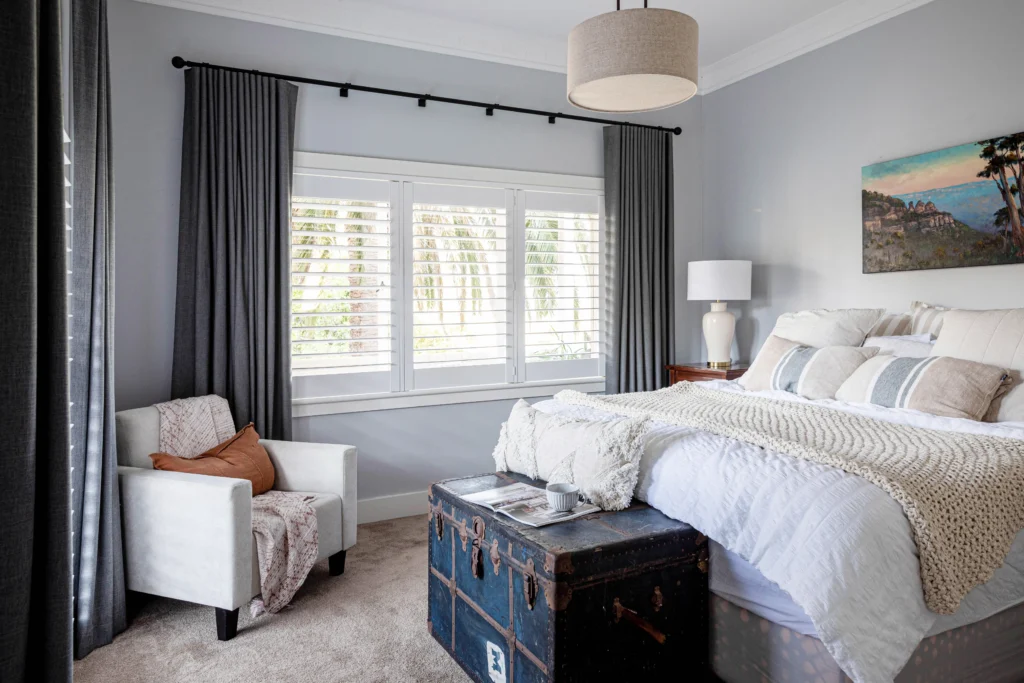 Blockout curtains in bedroom