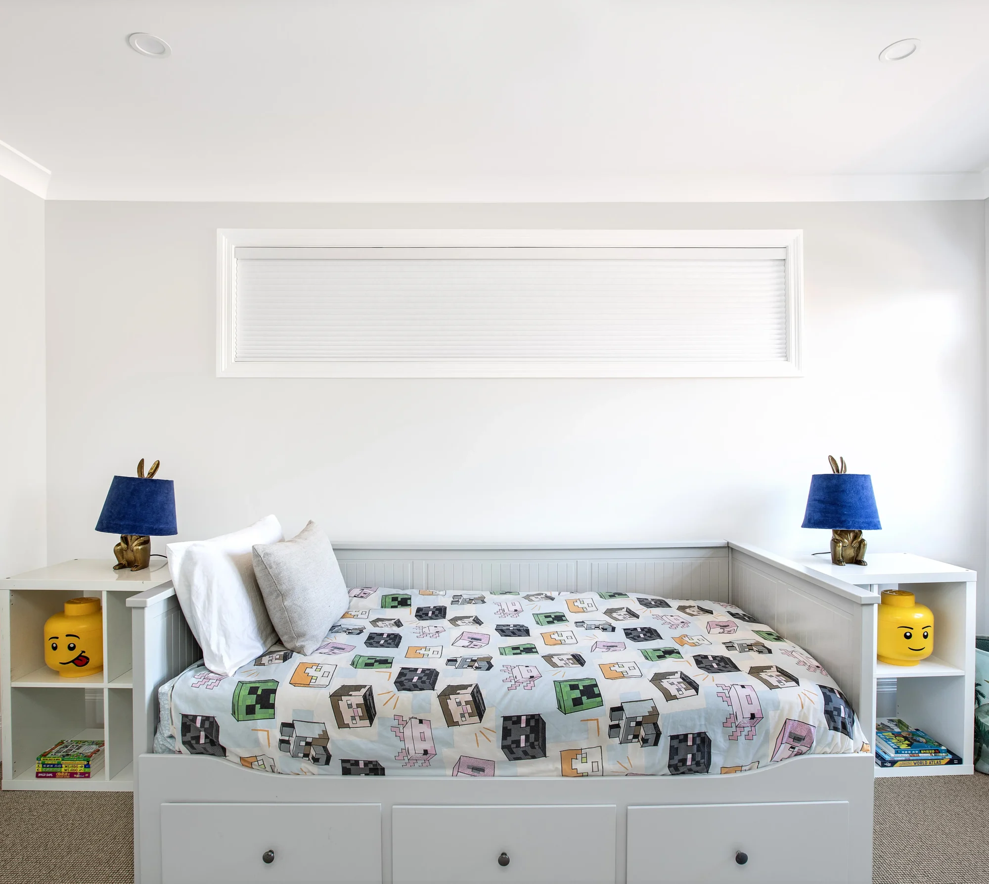 Honeycomb blinds in boys room