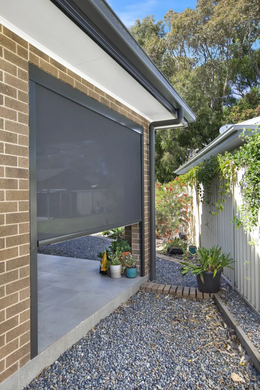 Wynstan's Zip Awnings allow light and breeze to penetrate yet keep out unwanted pests and prying eyes.